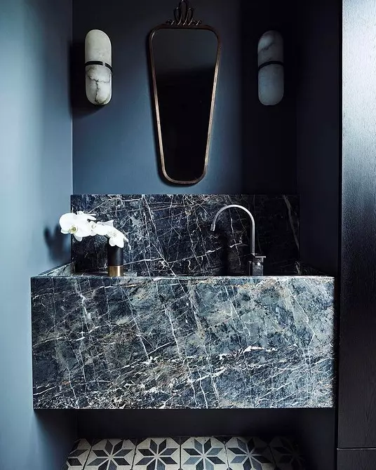 Trek desain kamar mandi biru: Rengse anu pas, pilihan warna sareng kombinasi 2892_108