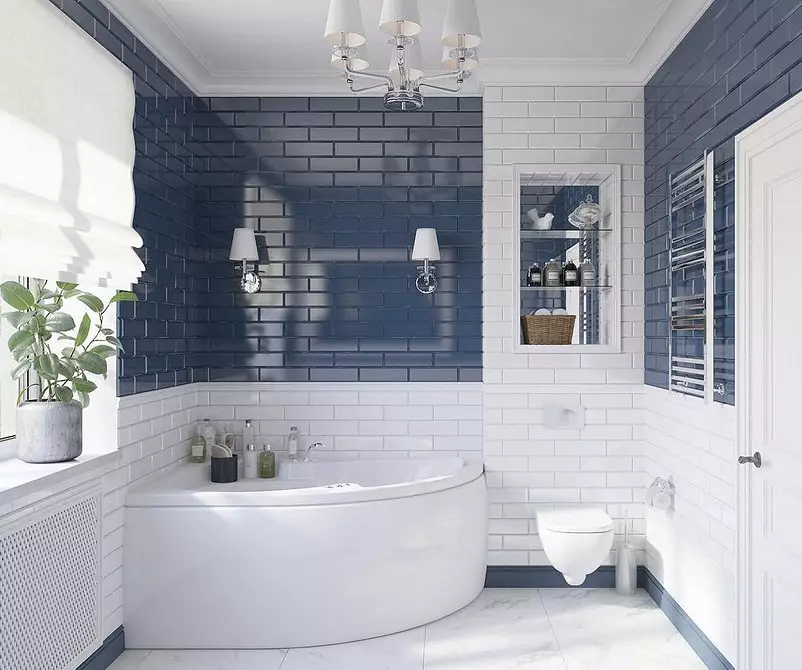Conception de tendance de la salle de bain bleue: finition appropriée, choix de couleur et combinaison 2892_119