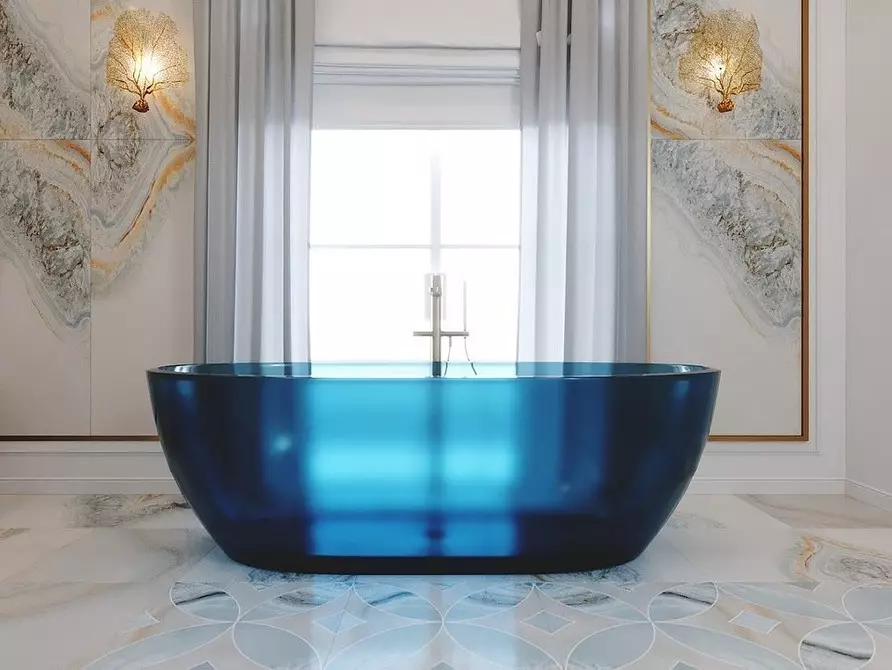 Conception de tendance de la salle de bain bleue: finition appropriée, choix de couleur et combinaison 2892_139