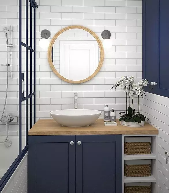 Trendna oblika modre kopalnice: Pravilen zaključek, izbira barve in kombinacija 2892_21