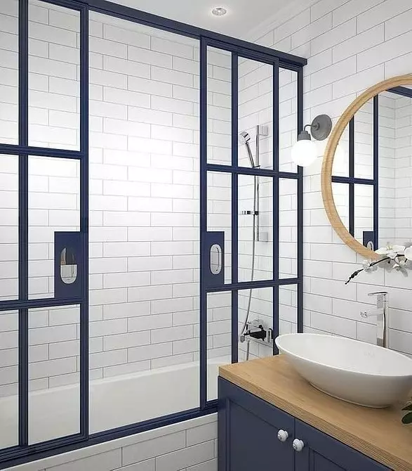 Trek desain kamar mandi biru: Rengse anu pas, pilihan warna sareng kombinasi 2892_23