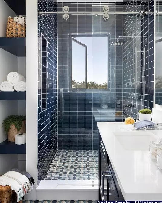 Conception de tendance de la salle de bain bleue: finition appropriée, choix de couleur et combinaison 2892_26