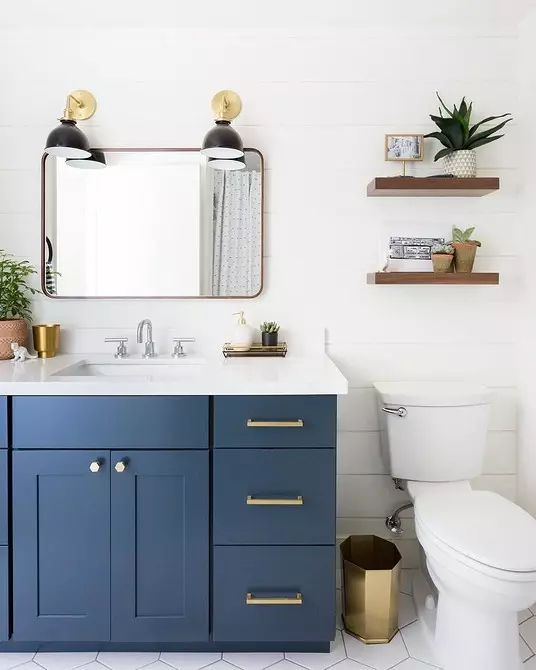 Trek desain kamar mandi biru: Rengse anu pas, pilihan warna sareng kombinasi 2892_27