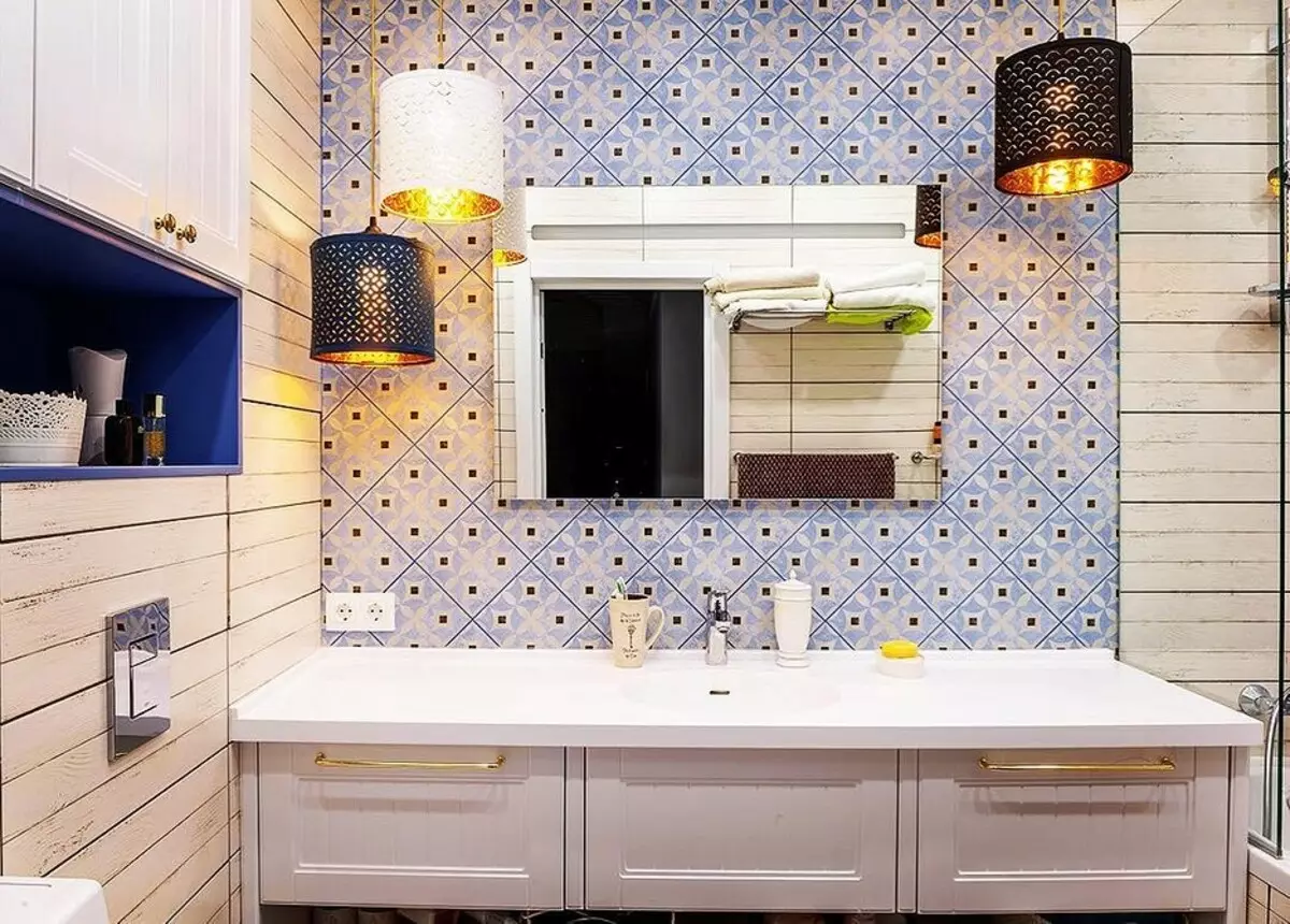 Reka bentuk trend bilik mandi biru: selesai yang betul, pilihan warna dan gabungan 2892_47