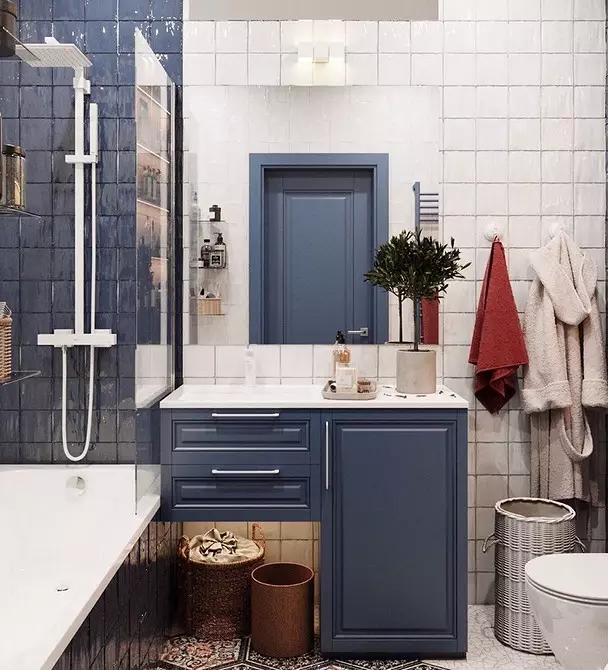 파란 욕실의 추세 디자인 : 적절한 마무리, 색상 및 조합 선택 2892_55