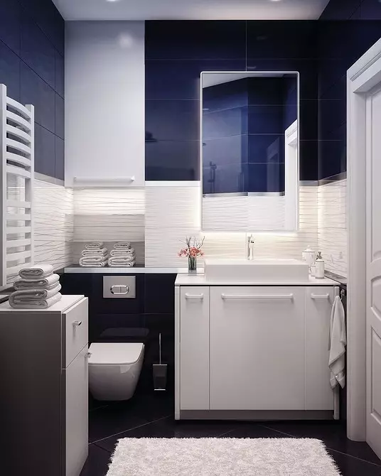 Conception de tendance de la salle de bain bleue: finition appropriée, choix de couleur et combinaison 2892_72
