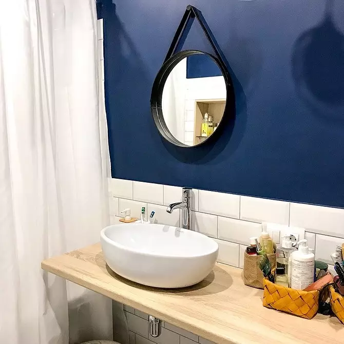 Trek desain kamar mandi biru: Rengse anu pas, pilihan warna sareng kombinasi 2892_95