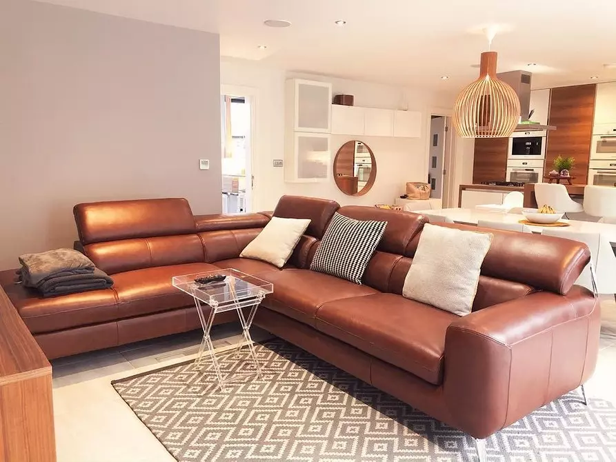 Sala de estar en marrón: Desmontamos las características de los tonos naturales y las texturas naturales. 2963_129