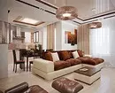 Sala de estar em Brown: Desmontamos as características de tonalidades naturais e texturas naturais 2963_138