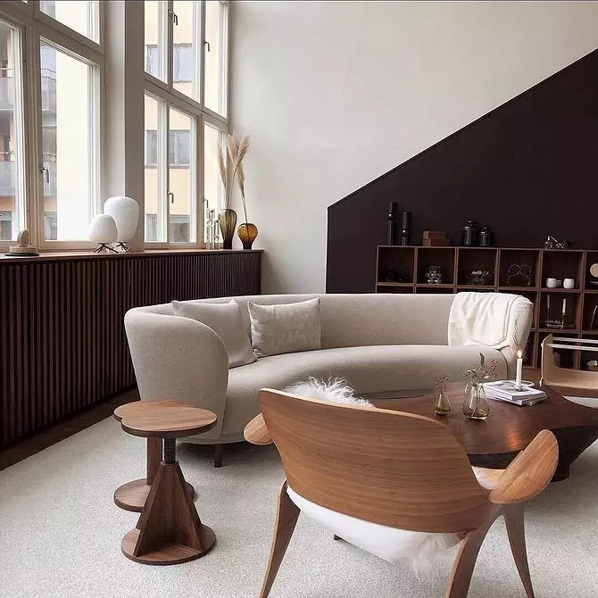 Wohnzimmer in Braun: Wir zerlegen die Merkmale von natürlichen Farbtönen und natürlichen Texturen 2963_143