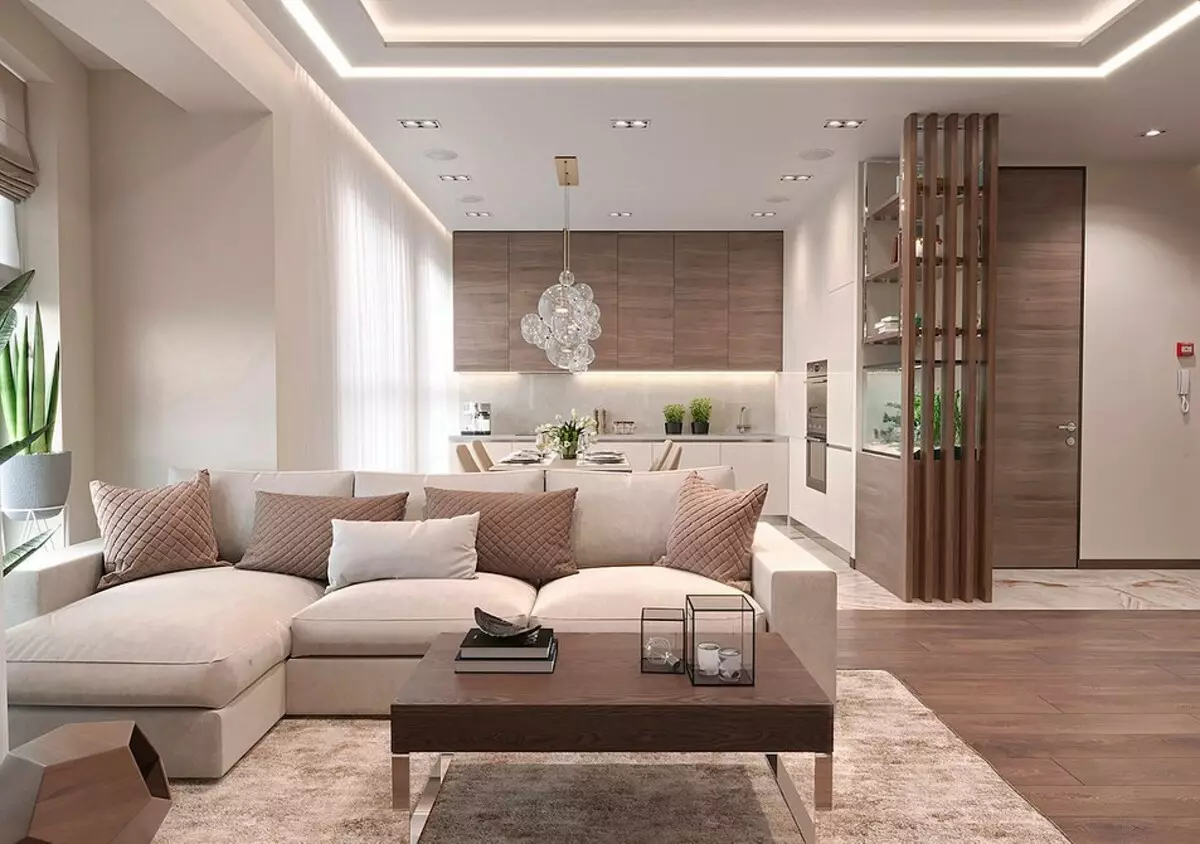 Sala de estar en marrón: Desmontamos las características de los tonos naturales y las texturas naturales. 2963_35