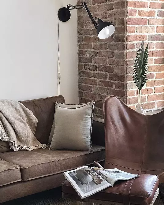 Sala de estar em Brown: Desmontamos as características de tonalidades naturais e texturas naturais 2963_90