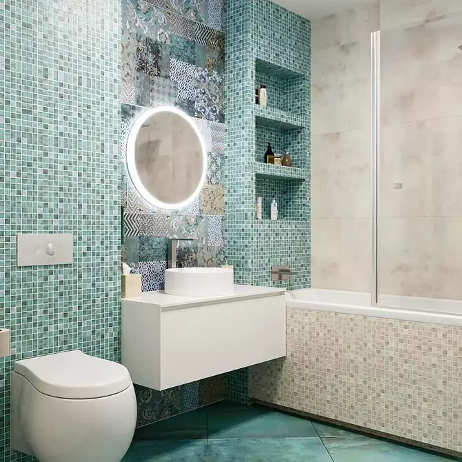 Svaigi un iespaidīgi: mēs paziņojām tirkīza vannas istabas dizainu (83 fotogrāfijas) 2988_151