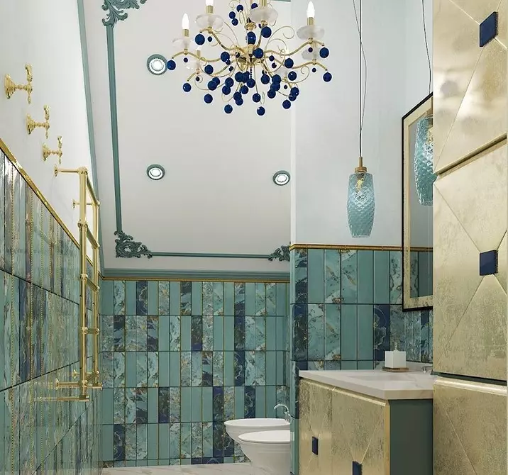 Frisk og spektakulær: Vi erklærede design af turkis badeværelse (83 billeder) 2988_152