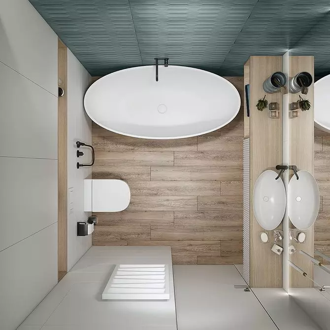 Fasjonabel design av et blått bad: Vi velger nyanser, teksturer og materialer 3036_104