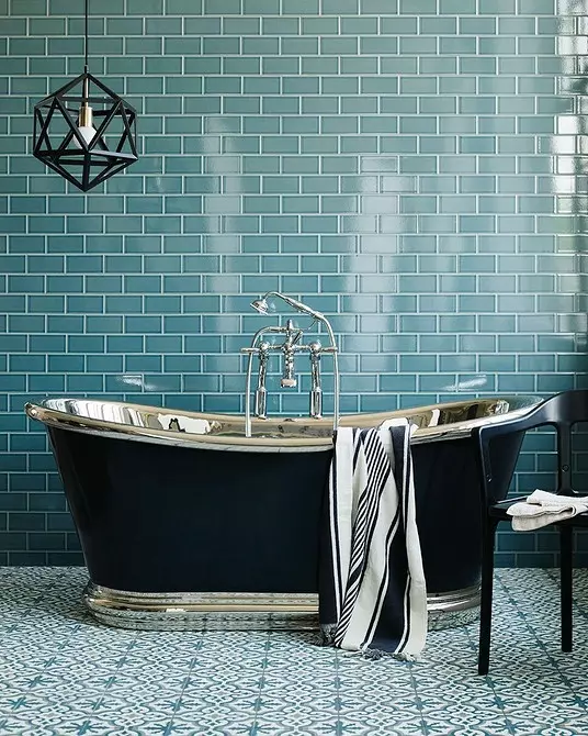 Mavi bir banyoyu şık tasarımı: Biz tonlar, dokular ve malzemeler seçiyoruz 3036_114