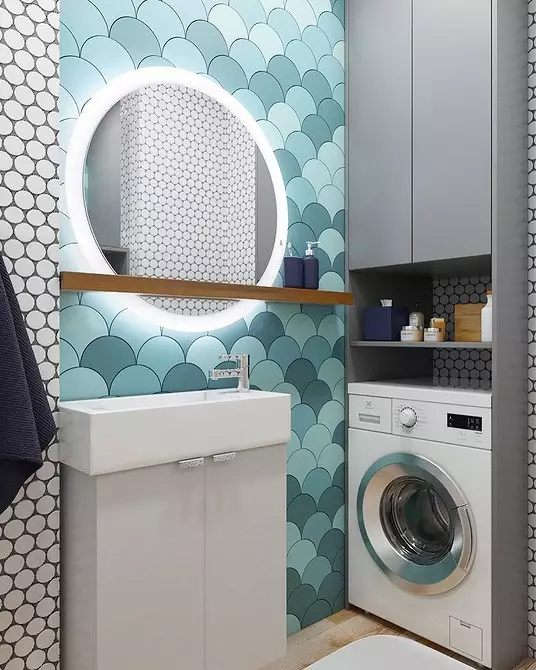 Desain modis dari kamar mandi biru: kami memilih nuansa, tekstur, dan bahan 3036_127