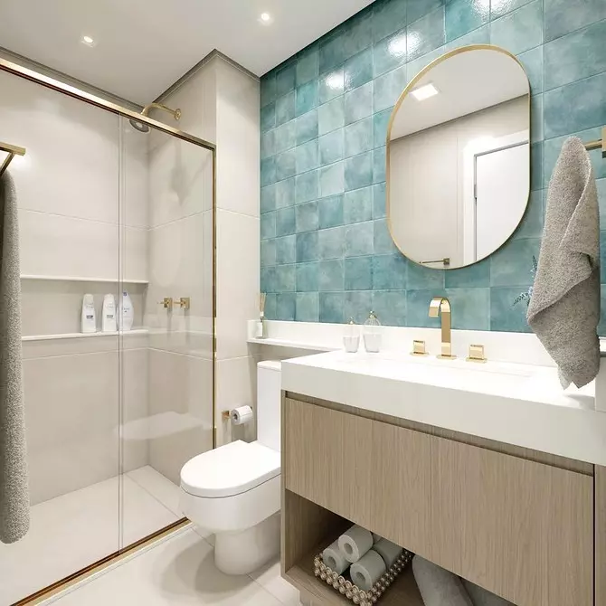 Modig design av ett blått badrum: Vi väljer nyanser, texturer och material 3036_128