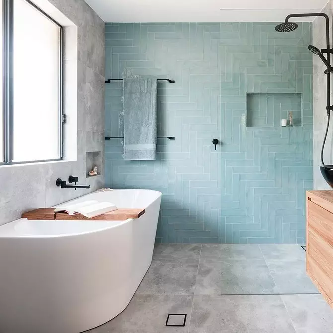Reka bentuk yang bergaya dari bilik mandi biru: Kami memilih warna, tekstur dan bahan 3036_131