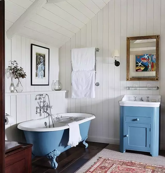 Modna oblika modre kopalnice: izberemo odtenke, teksture in materiale 3036_143