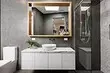 6 tips til design af badeværelset i grå-hvid farve og 80 eksempler på billedet