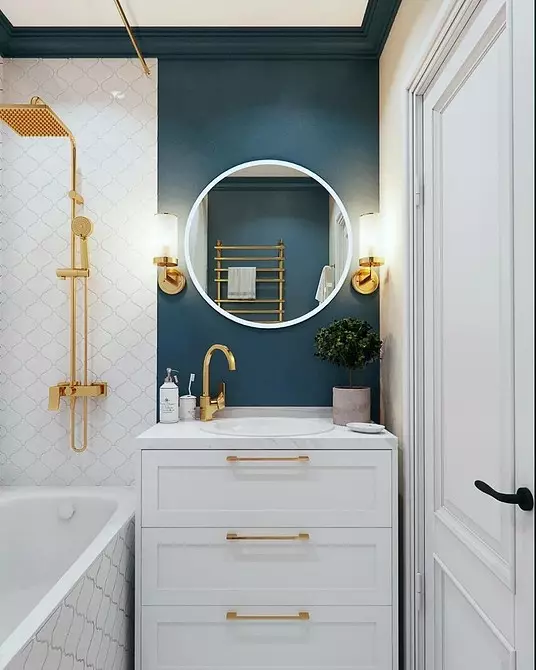 Моден дизайн на синя баня: Ние избираме нюанси, текстури и материали 3036_24