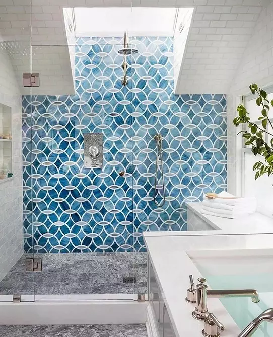 نیلے باتھ روم کے فیشن ڈیزائن: ہم رنگ، بناوٹ اور مواد کا انتخاب کرتے ہیں 3036_38