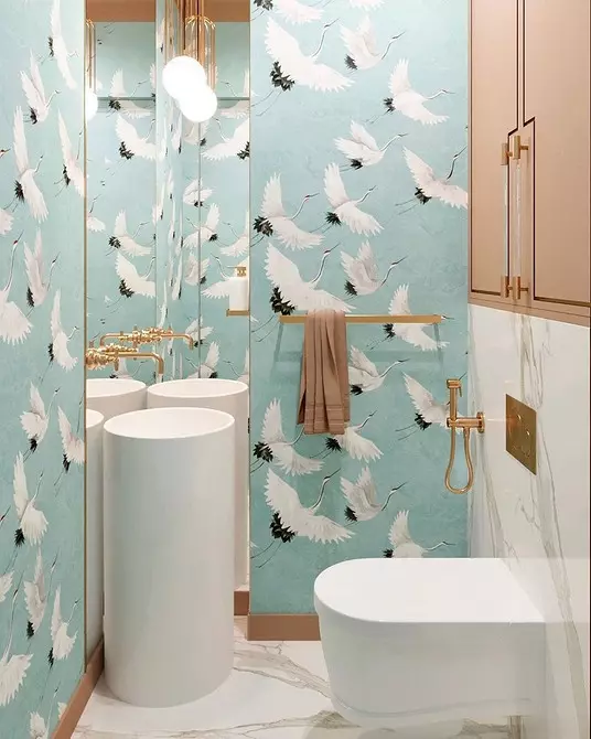 Conception à la mode d'une salle de bain bleue: nous sélectionnons des nuances, des textures et des matériaux 3036_39