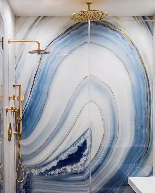 Modna oblika modre kopalnice: izberemo odtenke, teksture in materiale 3036_40