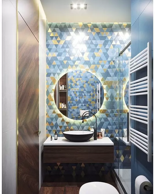 Modieuse ontwerp van 'n blou badkamer: Ons kies skakerings, teksture en materiale 3036_42