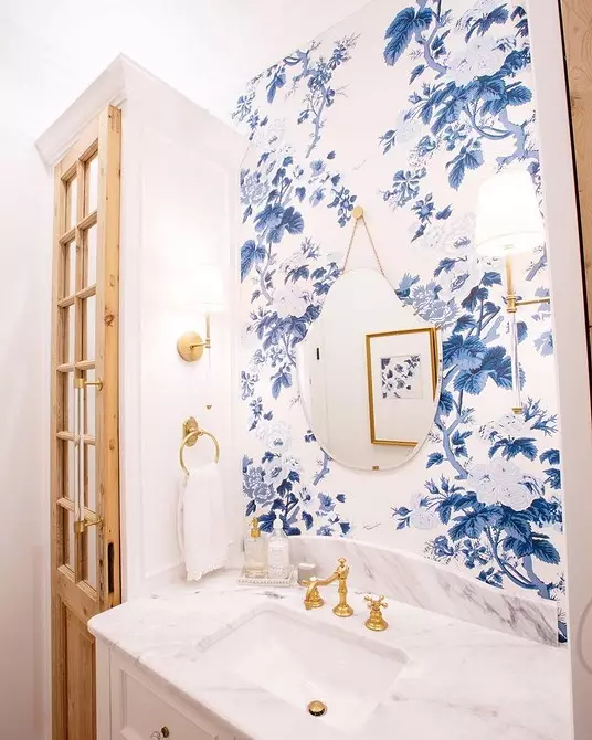 Reka bentuk yang bergaya dari bilik mandi biru: Kami memilih warna, tekstur dan bahan 3036_43