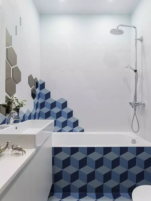 Modna oblika modre kopalnice: izberemo odtenke, teksture in materiale 3036_61
