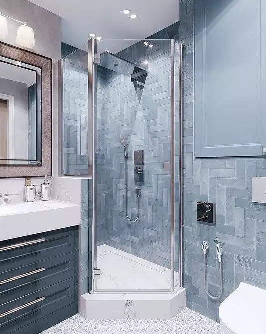 Modig design av ett blått badrum: Vi väljer nyanser, texturer och material 3036_67