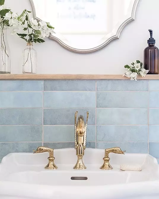 Desain modis saka kamar mandi biru: Kita milih warna, tekstur lan bahan 3036_80