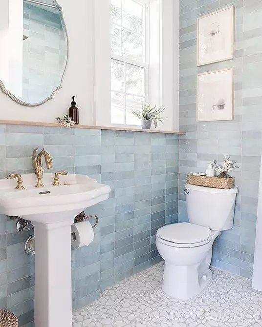 Desain modis kamar mandi biru: urang milih nuansa, tékstur sareng bahan 3036_81