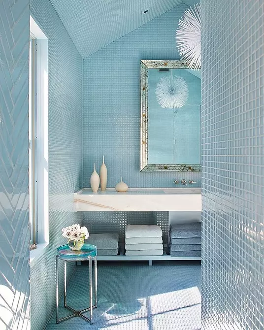 نیلے باتھ روم کے فیشن ڈیزائن: ہم رنگ، بناوٹ اور مواد کا انتخاب کرتے ہیں 3036_82