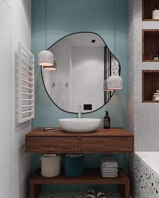 Fashionable design of a blue bathroom: We select shades, textures and materials 3036_98
