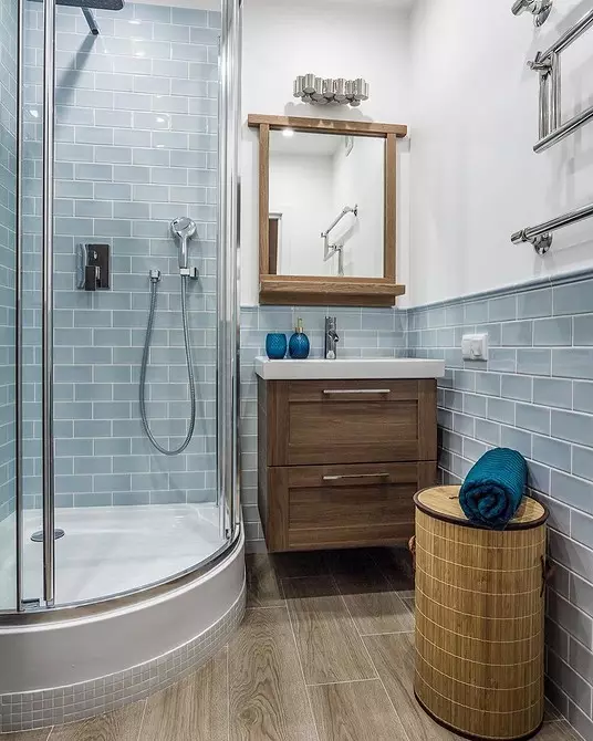 Modni dizajn plave kupaonice: mi biramo nijanse, teksture i materijale 3036_99