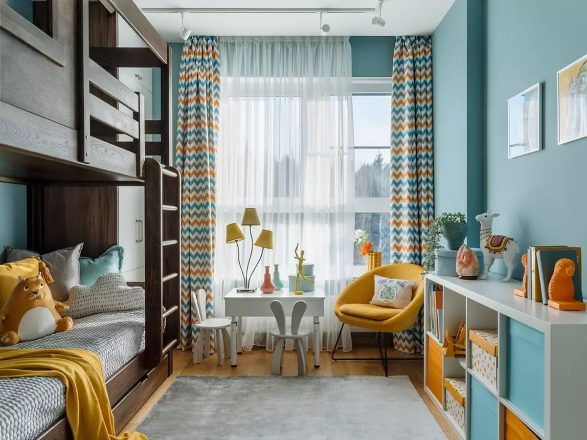 Chambre verte, bleu bleu et salle de bain de framboise: appartement à Moscou, dans lequel beaucoup de couleurs 3057_8