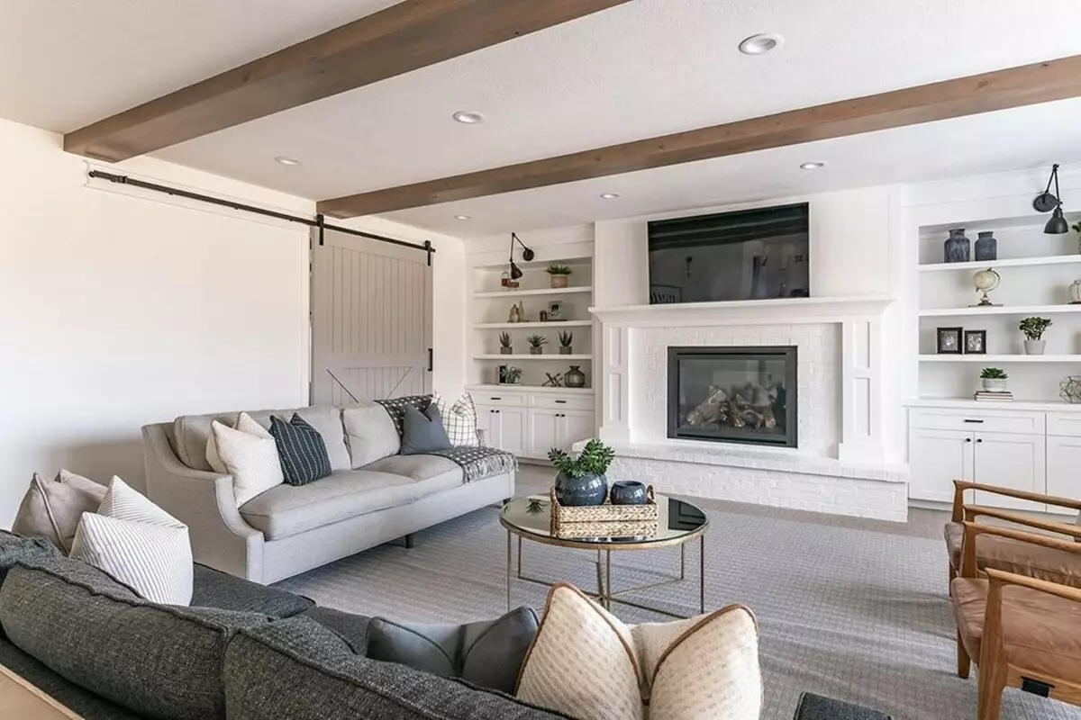 Cómo emitir un diseño interior de sala de estar en la casa de campo y ahorrar: 6 consejos y 73 fotos 3090_145