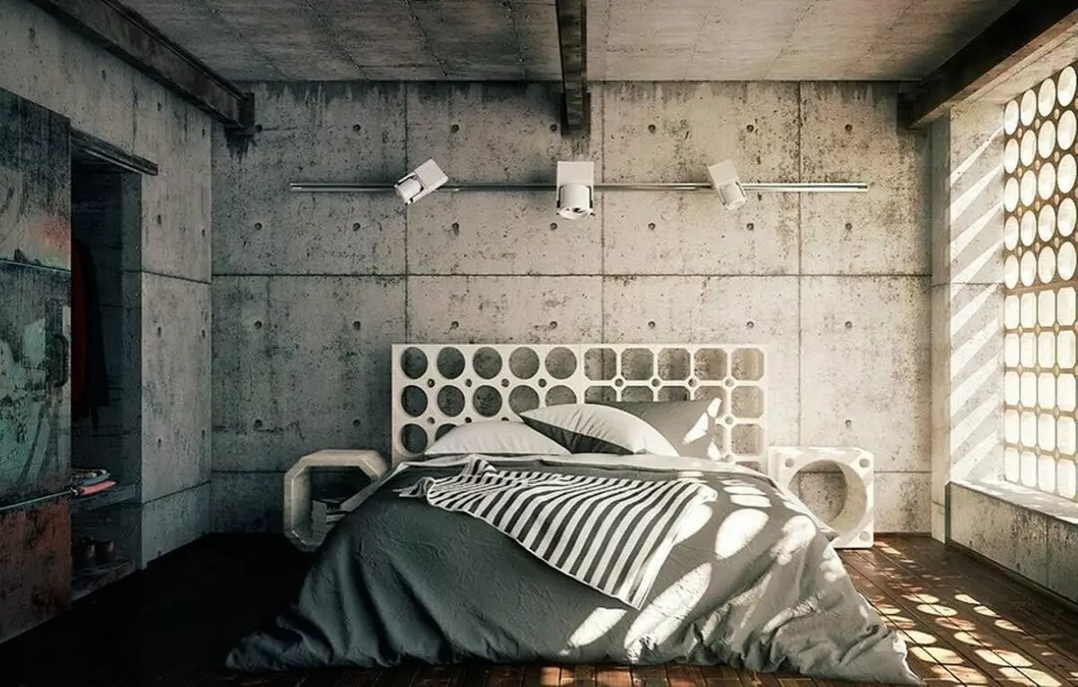 Dizajni i murit në dhomën e gjumit: 15 ide të pazakonta dhe 69 shembuj të ndritshëm 31092_115