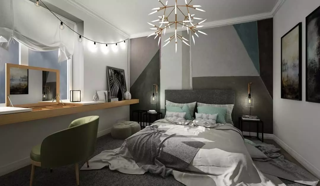 Зидни дизајн у спаваћој соби: 15 необичних идеја и 69 светлих примера 31092_52