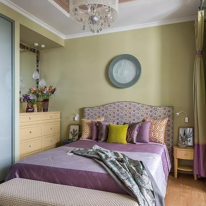 Vægdesign i soveværelset: 15 Usædvanlige ideer og 69 lyse eksempler 31092_93