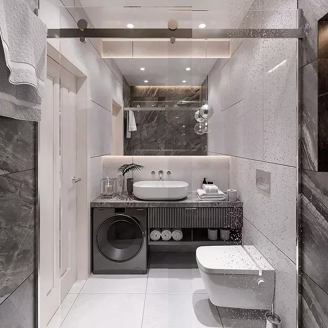 उबाऊ नहीं, और स्टाइलिश: एक ग्रे बाथरूम डिजाइन को सही तरीके से कैसे जारी करें 3159_42