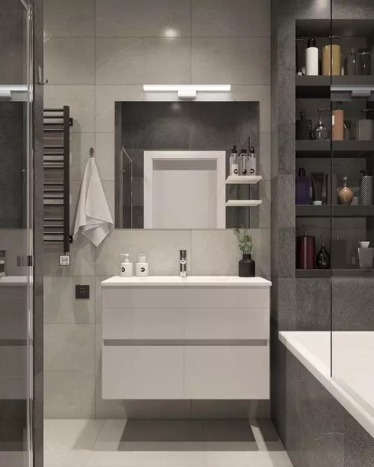 उबाऊ नहीं, और स्टाइलिश: एक ग्रे बाथरूम डिजाइन को सही तरीके से कैसे जारी करें 3159_88