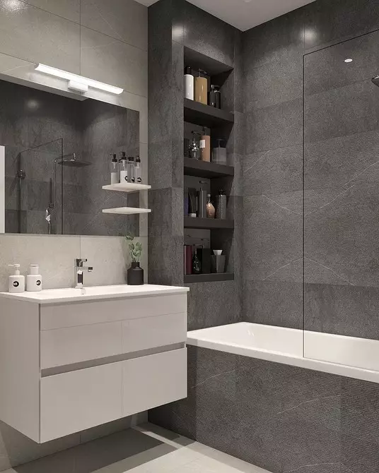 उबाऊ नहीं, और स्टाइलिश: एक ग्रे बाथरूम डिजाइन को सही तरीके से कैसे जारी करें 3159_92