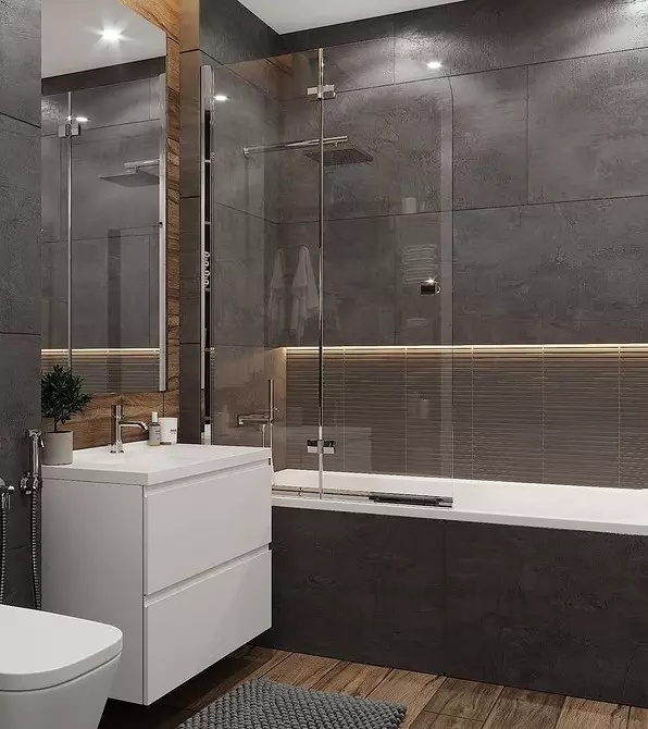 No aburrido, y con estilo: cómo emitir un diseño de baño gris correctamente. 3159_95