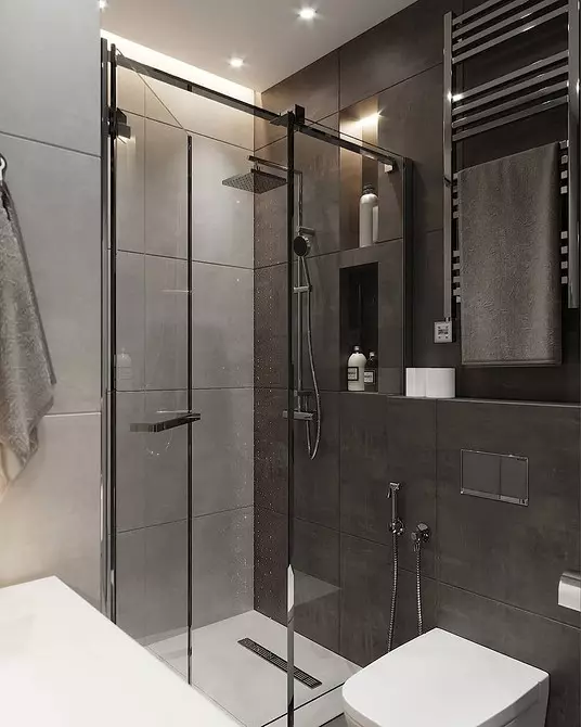 No aburrido, y con estilo: cómo emitir un diseño de baño gris correctamente. 3159_96