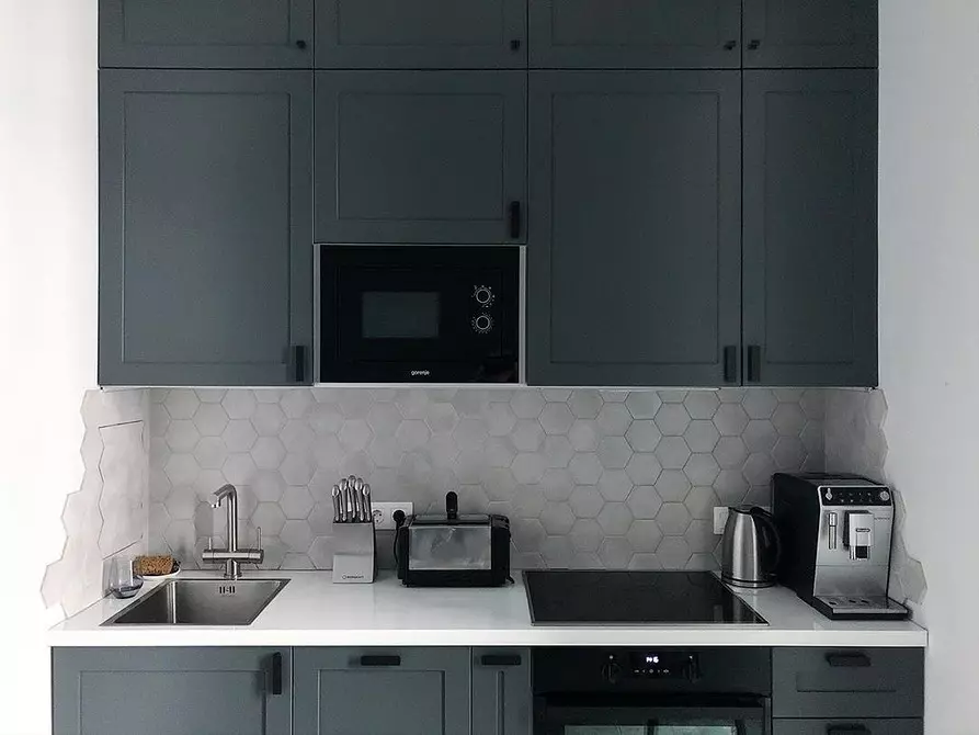 9 kvadrātveida virtuves dizaina noteikumi. M: kā apgūt metrus ar maksimālu labumu 3174_27