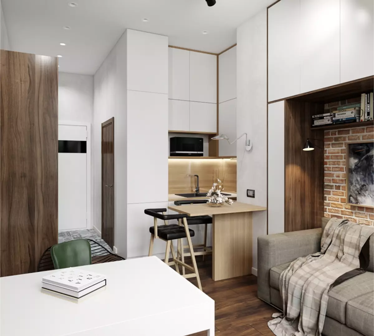 Design apartman stúdió 20 négyzetméter. M: Stílusos és gyakorlati megoldások például 7 Projektek 3198_30